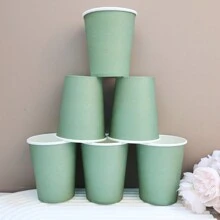 10/20/60pcs,Sage Green Paper Cups - 9oz Disposable Coffee Cups Paper Cups For Hot Drinks/Cold Cups - Disposable Cups 280 GSM Hot Tea Cups & Coffee Cup To Go - Paper Party Cups - Sage Green - View 2