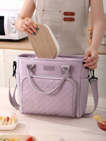 1PC Lunch Tote Bags,Portable Insulated Lunch Bag,Large Capacity Food Storage Bag,Multifunctional Waterproof Leak-Proof Adult Lunch Tote Cooler Bag With Zipper And Adjustable Shoulder Strap,Reusable Lunch Box For Office Work School Picnic Beach, Travel School Supplies School Travel Accessories, Back To School, Outdoor Carrying Bag