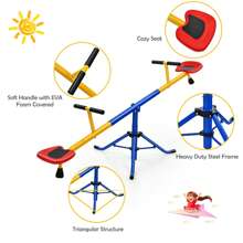 Homasis Kids Seesaw Swivel Teeter Totter Playground Equipment 360° Rotation - Blue, yellow, red, black - View 7