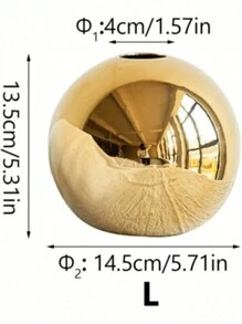 This Lightweight And Luxurious Gold Spherical Vase Is Suitable For Placement In The Living Room, Dining Room, Study, And Hallway... It Is Also An Ideal Choice For Birthdays, Graduations, Eid Al-Fitr, Home Decor, And Room Decor. This Glass Vase Is Very Suitable As A Gift. - Gold - View 10