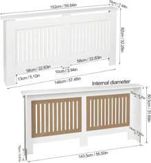 Radiator Cover Heater Cover Cabinet Radiator Shelf MDF Wood Vertical Slat White Grey Radiator Covers Living Room Furniture - White - View 2