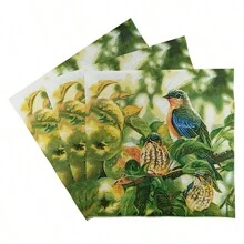20 件/包 树枝上的小鸟印花纸巾，一次性派对餐巾 - 綠色 - 查看 5
