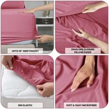 LUX DECOR 6-Piece Embroidered Bed Sheet Set – Brushed Microfiber, Deep Pocket, Lightweight & Breathable – Graduation Gifts, Home Decor, Sleep Protection For Dorms, Student Beds, Back‑To‑School Gift, Soft Bed Linens, Comfortable Sleep, Luxury Bed Set, Valentine's Day Bedroom, Spring Bedding Refresh, Guest Room Essentials, Dorm Room Bedding, Premium Bed Linens, Easy Care Sheets, Hypoallergenic Fabric, Year-Round Comfort, Master Bedroom Update, Matching Bedding Set, Hotel Quality Linens - 酒紅色 - 查看 4