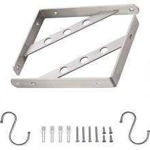 Shelf Bracket 12", Stainless Steel Heavy Duty L Shaped Brackets Wall Mounted Floating Table Support With Hanging Holes Corner Brace 4mm Right Angle Joint Brackets, 2pcs, Max Load 400lbs