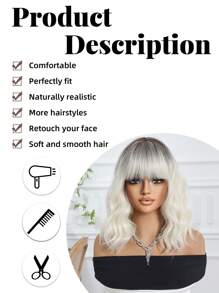 Multi-Color Wavy Curly Wigs, Beautiful & Fashionable Synthetic Heat-Resistant Fiber Wigs For Women, Suitable For Daily Wear And Parties - Ombre - View 8