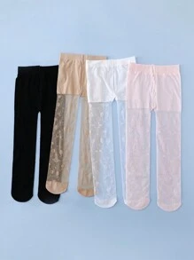 4 件套女童舞蹈紧身裤，纯色紧身打底裤，弹力透气，适合婴儿、儿童和青少年，适合春夏季 - 彩色 - 查看 34
