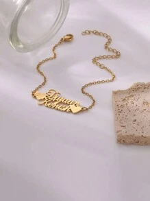 Uniek hartvormig ontwerp kettingarmband, elegante en eenvoudige stijl roestvrijstalen sieraden, prachtige gepersonaliseerde meisjesarmband