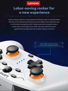 Lenovo 联想 S04 黑白游戏手柄，电池续航时间长，蓝牙连接，霍尔传感器 1000Hz，3 种连接模式，多功能操纵杆，带来身临其境的游戏体验，静音按钮，无线连接，兼容多种设备