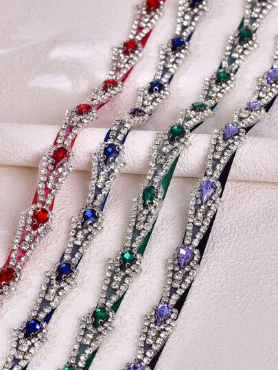 多件套几何图案新娘腰带，彩色水晶伴娘礼服配饰，时尚女士腰带，适合派对、婚礼、节日装扮，可搭配情人节配饰