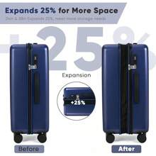 SHOWKOO Luggage Sets 3 Piece 100% PC Ultra Tough Hardside Expandable Suitcases Sets With TSA Lock Double Spinner Wheels (20in/24in/28in, White - Blue - View 6