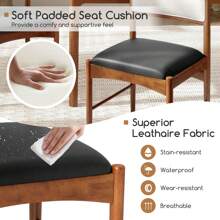 Wooden Dining Chair Set Of 2 Upholstered Kitchen Chairs-Brown - Brown - View 4