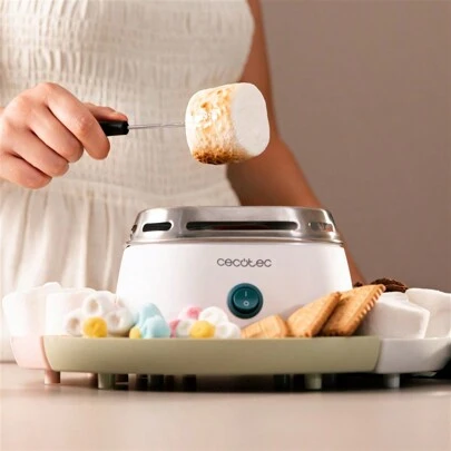  Cecotec Máquina para Calentar Marshmallows Marshmallow Maker Fun&Sugar Marshmallow. 270 W de Potencia, 2 Tenedores de Metal, 4 Compartimentos Desmontables, Fácil de Usar y Transportar