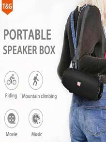 T&G 10W大功率无线便携式户外蓝牙低音炮 防水防尘 带挂绳 手持或斜挎 支持音频输出 TF卡 USB 内置锂电池