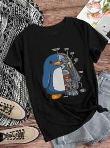Penguin Coffee Bot Women's Women T-Women's Shirt For Coffee Lovers