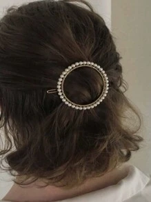 Retro Geometric Circle Beaded Frog Clip Stylish Simple Versatile Hair Accessory For Half-Up Hairstyles - Multicolor - View 3