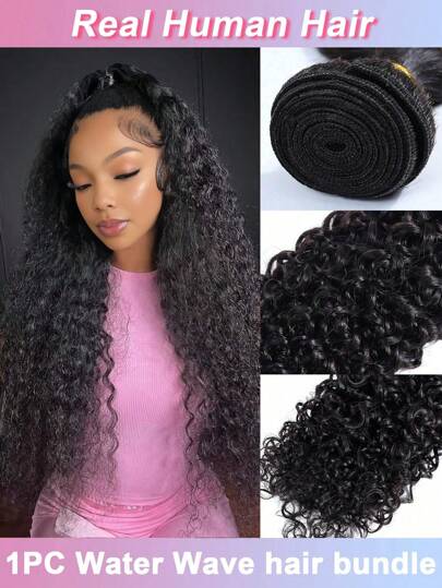 Water Wave Human Hair Bundles Wet And Wavy Bundles Human Hair Water Wave Curly Hair Bundles Human Hair Real Unprocessed Human Hair Bundles Hair Extensions Natural Black