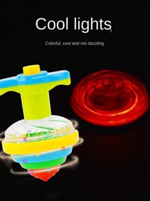 1 件有趣的 LED 音乐陀螺玩具、闪光旋转陀螺玩具、发光音乐旋转玩具、黑暗派对用品、生日礼物、圣诞礼物（部分零件颜色随机） - 彩色 - 查看 3