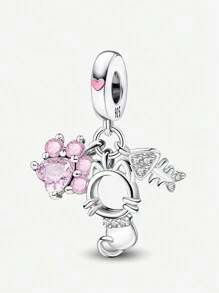 1 PC Silver Plated Colorful Butterfly Cute Cat Paws Pendant Charm Pendant Ball Suitable For Bracelets DIY Women's Jewelry - Silver - View 14