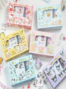 Sanrio 1SET Sanrio Hand Account Sticker Set Cartoon 32 Pack Hand Account Stickers Cute Fashion DIY Stickers Gift Box Tape