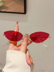 1 件女士新款猫眼形时尚眼镜精致小框架流行多色轻奢风格金属框架设计男士眼镜适合舞台表演摄影装饰佩戴夏季海滩度假、户外、旅行 - 彩色 - 查看 14