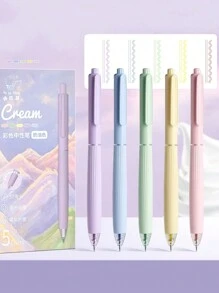 5pcs Multi Color Gel Pens Set Cream / Morandi / Retro 0.5mm Ballpoint Quick-Dry Ink For Writing School - Multicolor - View 15