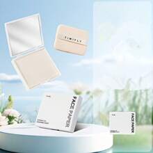 100pcs Oil-Absorbing Paper Face Oil-Absorbing Non-Absorbing Makeup Face Makeup With Loose Powder Bamboo Charcoal With Mirror Puff Storage