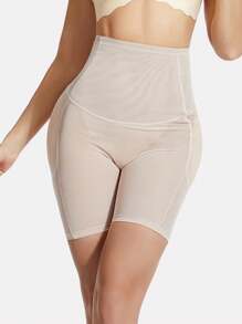 1 件女式高腰塑身短裤，带垫臀，性感提拉收腹塑身裤，带可拆卸海绵垫，防擦伤短裤，舒适塑身 - 灰色 - 查看 5