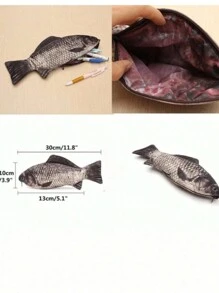 1 Stück Karpfen-ähnliche Reißverschlusstasche Stift Bleistift Etui Make-up Tasche, simulierter gesalzener Fisch Stifteetui Tasche, lustiger Schul-Federmäppchen, Schreibwarenzubehör Schulanfang, zufällige Farbe und Stil