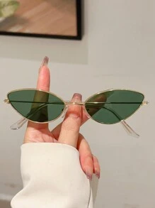 1 件女士新款猫眼形时尚眼镜精致小框架流行多色轻奢风格金属框架设计男士眼镜适合舞台表演摄影装饰佩戴夏季海滩度假、户外、旅行 - 彩色 - 查看 16