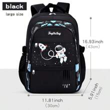 New Astronaut Backpack For Elementary School Students Grade 1-6, 6-12 Years Old, Lightweight Dual Shoulder Backpack, Cute Space Themed Backpack With Large Capacity For Boys And Girls - Black - View 13