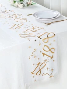 1 chiếc khăn trải bàn lớn 28*500cm màu vàng kim, họa tiết số 18, 30, 40, 50, 60, 70, chất liệu polyester, thích hợp trang trí tiệc sinh nhật lần thứ 18, 30, 40, 40, 50, 60, 70, quà lưu niệm sinh nhật lần thứ 60, quà tặng sinh nhật lần thứ 70. - Vàng size lớn-28*500cm - Xem 3