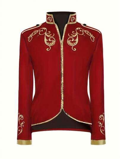 Neue Herrenjacke im Halloweenstil, goldfarbene bestickte Palast-Prinz Sportwindjacke