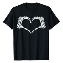 Skeleton Hand Heart Sign Vintage Halloween Costume T-Shirt Women's Summer Short Sleeve Sports T-Shirt