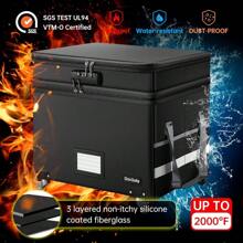 File Box With Lock, Multi-Layer Fireproof Document Box With Wheels,Collapsible Rolling File Storage Organizer Box With Pockets,Large Portable Home Office Filing Cabinet For Hanging Folders