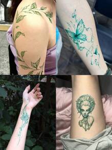 2 瓶果汁纹身墨水，人体彩绘皮肤绘图持久 7-10 天，兼容纹身模板，适合男性和女性，半永久性防水仿纹身果汁 - 彩色 - 查看 5