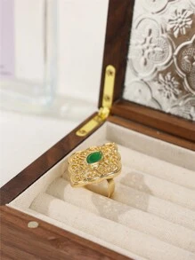 1 件可调节宫殿金属合金水钻装饰戒指，婚礼派对节日珠宝礼物，适合女性 - 戒指 - 查看 15