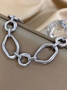 1 pièce Bracelet minimaliste asymétrique en acier inoxydable pour femmes. Bracelet empilable pour la vie quotidienne, les fêtes, les cadeaux de Noël et de bijouterie