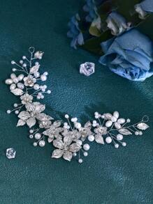 1pc Rhinestone Headband For Women, Fashion Glamorous Hair Accessory, Bridal Wedding Decorative Hairband, Shiny & Elegant Headwear For Party, Celebration, Festival