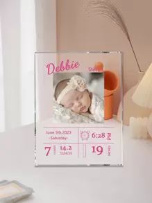 1 pieza Marco de foto personalizado de nacimiento, Marco de foto acrílico personalizado de bebé recién nacido, Marco de foto personalizado de estadísticas de nacimiento, Marco de foto personalizado de recién nacido, Regalos personalizados para baby shower, Nuevo regalo de bebé para el estreno de la casa, sala de estar, dormitorio, sala de té, oficina, hogar, multifuncional, ornamental, letra, elegante, moderno, colorido, lindo, adorable, casual, personalizado, único, personalizado, regalos ideales para él, regalos ideales para ella, regreso a la escuela, suministros de regalo de Navidad