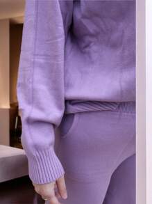EverlyX Knitted Set With Turtleneck Sweater And Straight Pants - Women's Fashion - Winter 2025 - Shipping From Spain In 24/48 Hours - Lilac - View 3
