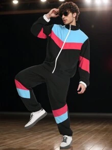 80s Outfit For Men 90s Tracksuit Costume For Halloween 70s Windbreaker Jacket Track Suit 2 Piece Hip Hop Set - Svart - Visa 4