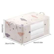 Large Capacity Clothes Storage Bag Organizer With Reinforced Handle Suitable For Blankets Bedding Foldable With Sturdy Zipper Cloud Pattern - Multicolor - View 5