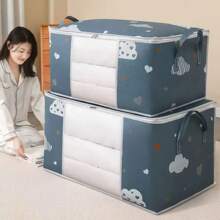 Large Capacity Clothes Storage Bag Organizer With Reinforced Handle Suitable For Blankets Bedding Foldable With Sturdy Zipper Cloud Pattern - Multicolor - View 1