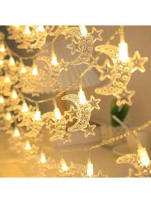 1/2/3pcs Star And Moon Light String Led Light For Indoor Outdoor Eid Mubarak Led String Lights Yard Garden Camping Decoration Home Islamic Muslim Party Decor Ramadan Eid Al Adha Gifts
