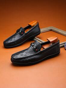 Men's Fashionable Patchwork Plaid & Solid Color Low-Top Loafers, Suitable For Parties, Gatherings, Casual, Travel, Camping, Beach, Outdoor Sports, Versatile Personalized Business Shoes