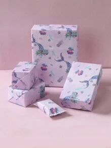 6張紫色美人魚圖案禮品包裝紙，紫色美人魚主題花束防塵包裝紙，禮品裝飾，禮品包裝用品，適用於生日節日派對花卉、手工裝飾、生日禮物包裝、派對小禮物包裝、生日裝飾 - 紫色 - 查看 7