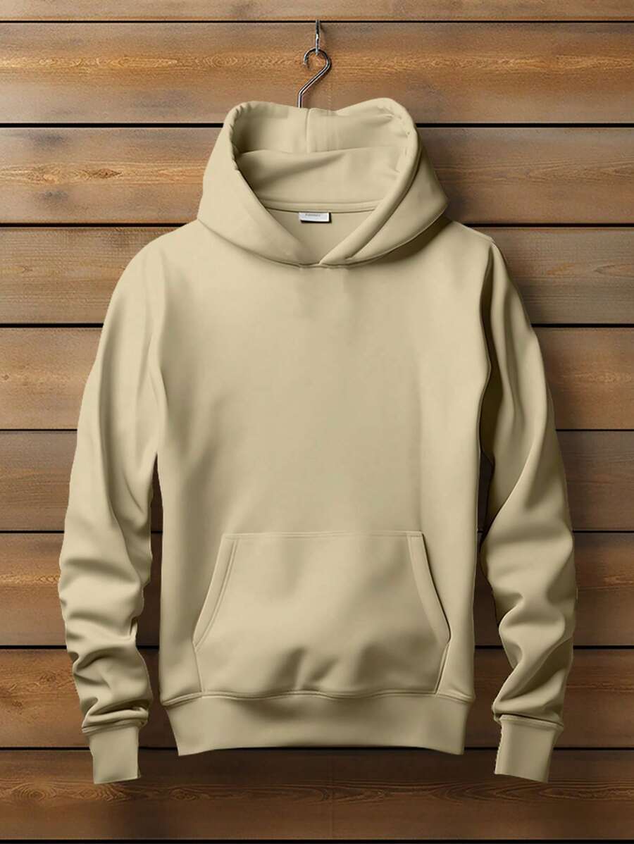 Plain Sweatshirt With No Print And Hood  2042 - Màu Khaki - Xem 1