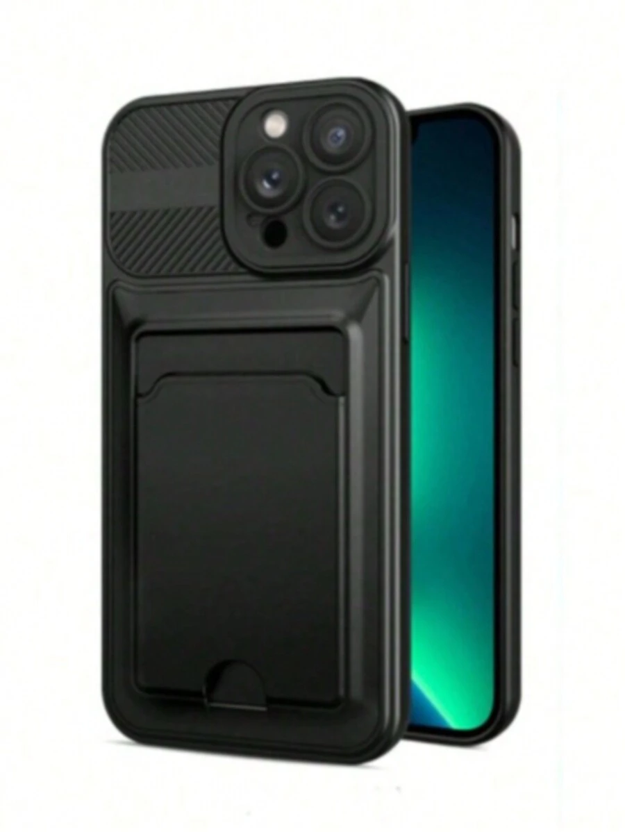 Funda Para Iphone 12 pro Con Tarjetero en la Parte Trasera - Negro - Ver 1