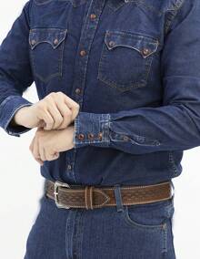 Camisa Mezclilla Manga Larga Azul STONE Hombre Modelo 604, Con Bolsas Frontales | RIDER JEANS - Azul - Ver 2