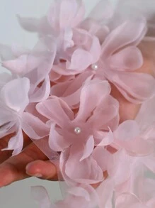 1 Stück perlenbesetzter Braut Umhang, elegantes Braut Schultertuch mit 3D Blumen, Hochzeitskleid Accessoire